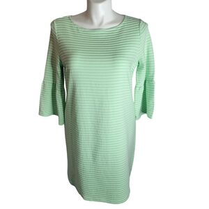 Crown & Ivy Mint and White Dress with Bell Sleeves